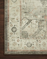 Loloi Rosette Ros-09 Slate/Ivory Rugs - corner on wood