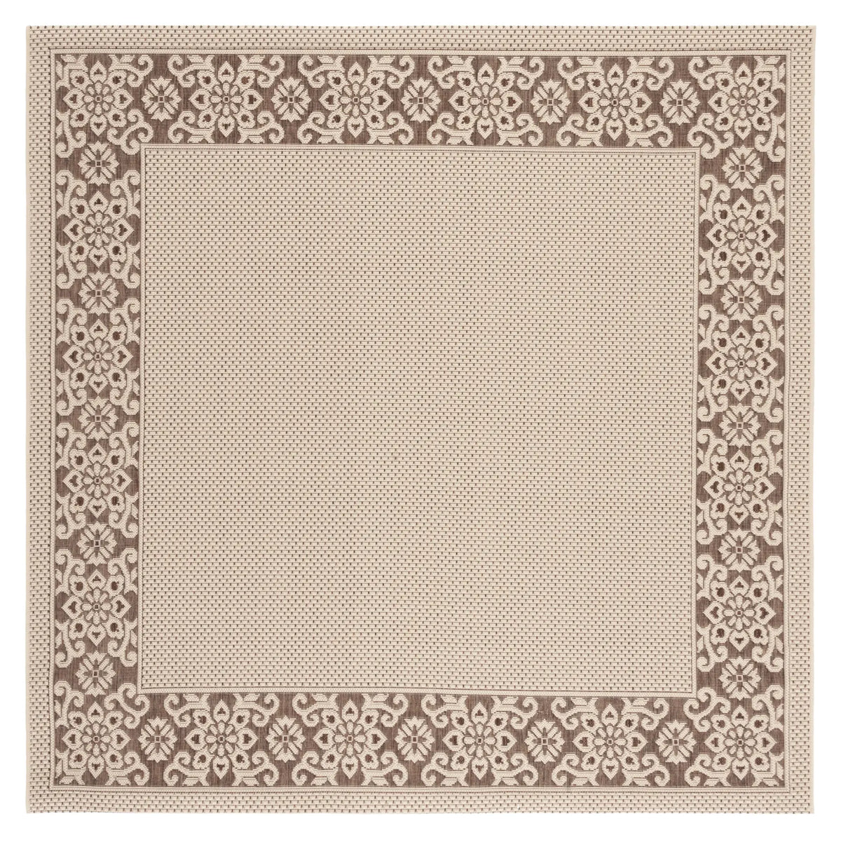 Safavieh Courtyard 6'-7" x 6'-7" Rug in Cream / Light Chocolate