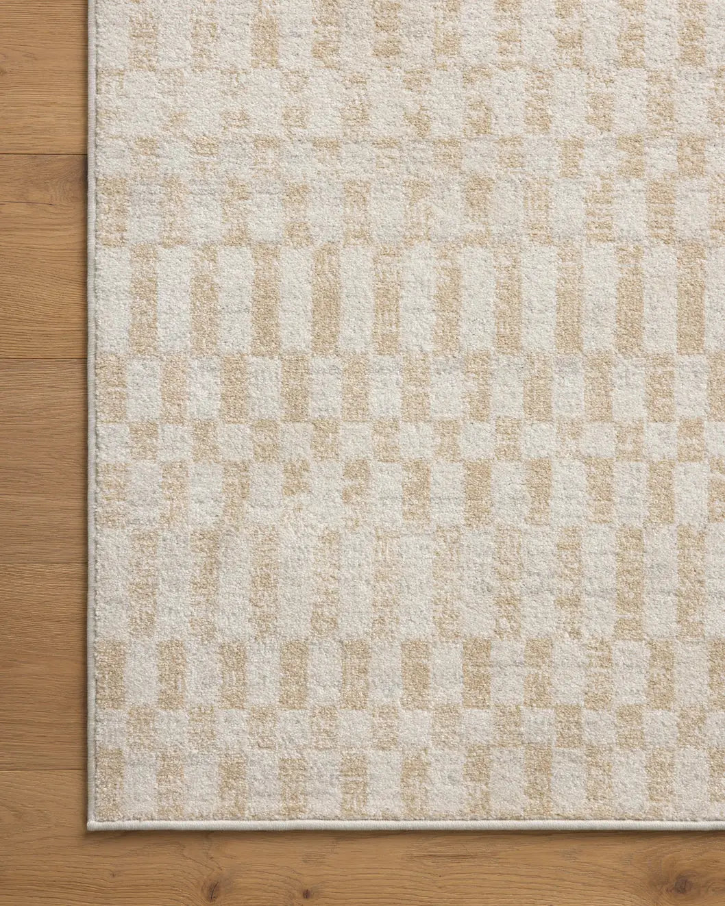 Loloi Kamala Kam-05 Ivory/Natural Rug - corner on wood