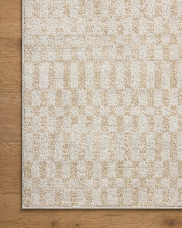 Loloi Kamala Kam-05 Ivory/Natural Rug - corner on wood