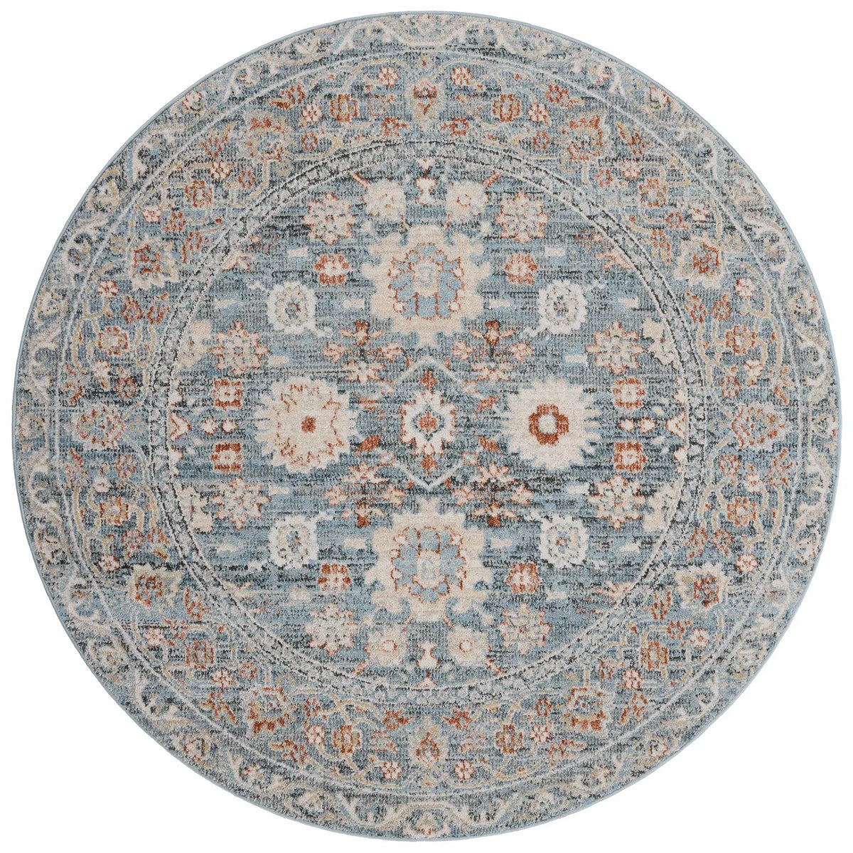 Loloi Odette Odt-07 Sky/Rust Rug - round flat