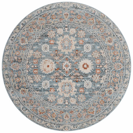 Loloi Odette Odt-07 Sky/Rust Rug - round flat