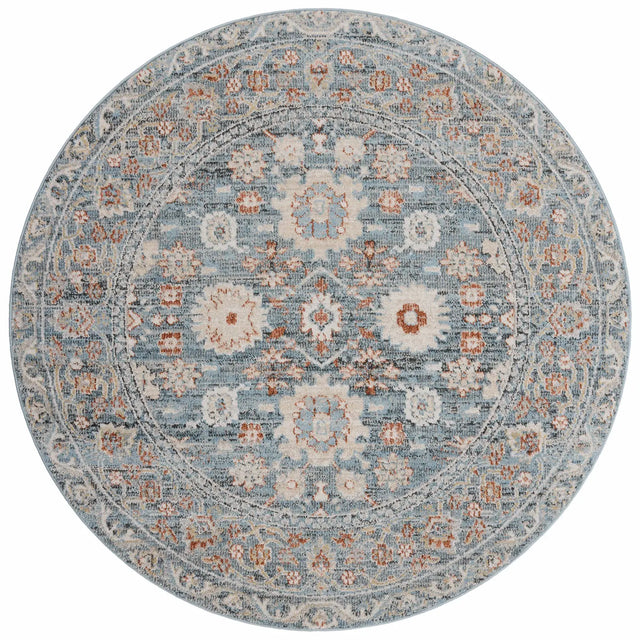 Loloi Odette Odt-07 Sky/Rust Rug - round flat