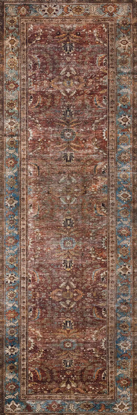 Loloi Layla Lay-01 Brick / Blue Rugs - runner flat