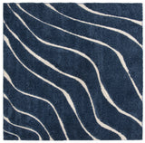 Safavieh Florida Shag 6'-7" x 6'-7" Rug in Dark Blue / Cream