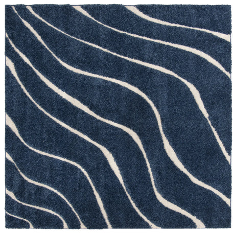 Safavieh Florida Shag 6'-7" x 6'-7" Rug in Dark Blue / Cream