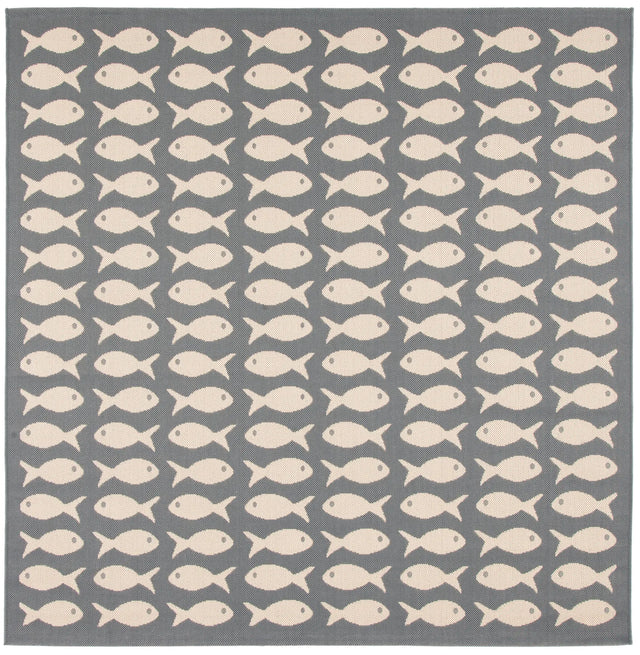 Safavieh Courtyard 6'-7" x 6'-7" Rug in Grey / Beige