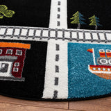 Safavieh Carousel Kids 100 5'-3" x 5'-3" Rug in Black / Ivory