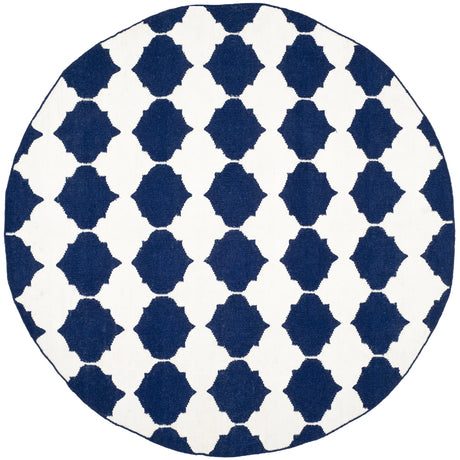 Safavieh Dhurries 7'-0" x 7'-0" Rug in Navy / Ivory