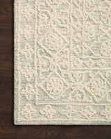 Loloi Cecelia Cec-01 Mist/Ivory Rug - corner on wood