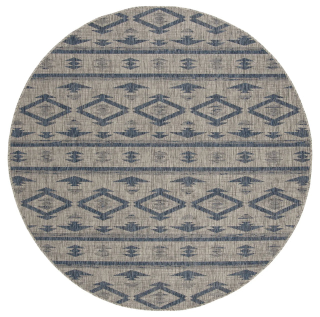 Safavieh Courtyard 6'-7" x 6'-7" Rug in Grey / Navy