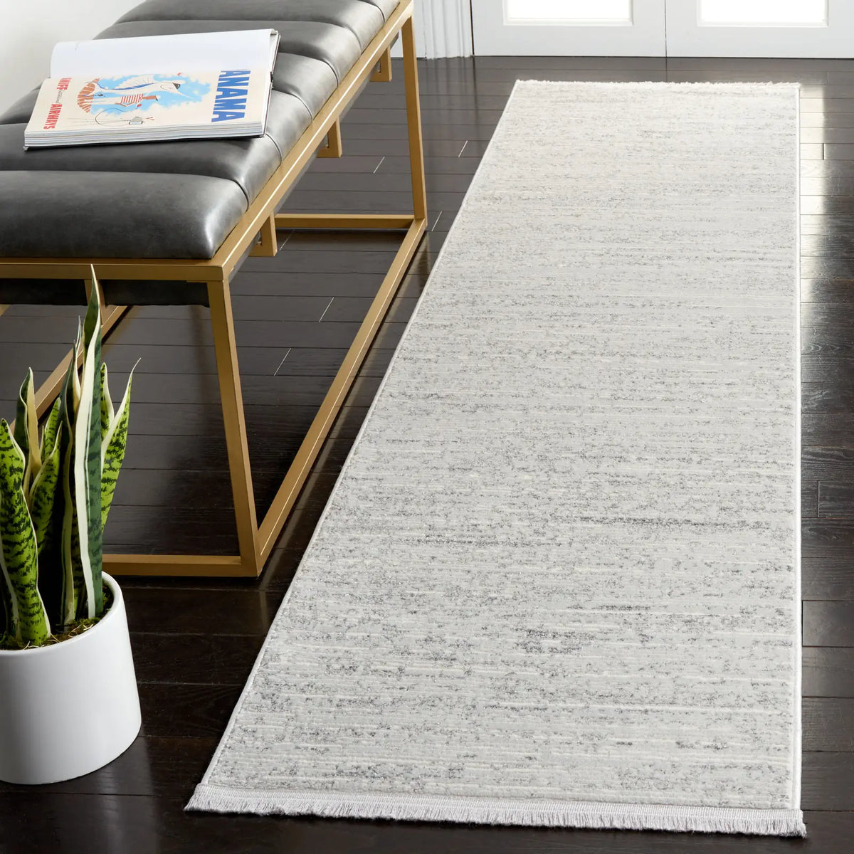 Safavieh Whisper 2'-2" x 8'-0" Rug in Grey / Dark Grey