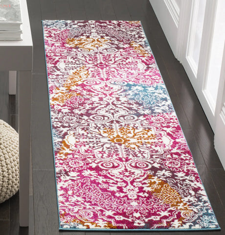 Safavieh Watercolor 2'-3" x 8'-0" Rug in Ivory / Fuchsia