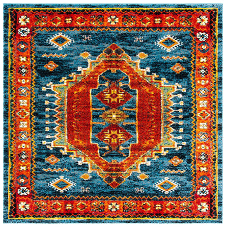 Safavieh Vintage Hamadan 6'-7" x 6'-7" Rug in Blue / Orange