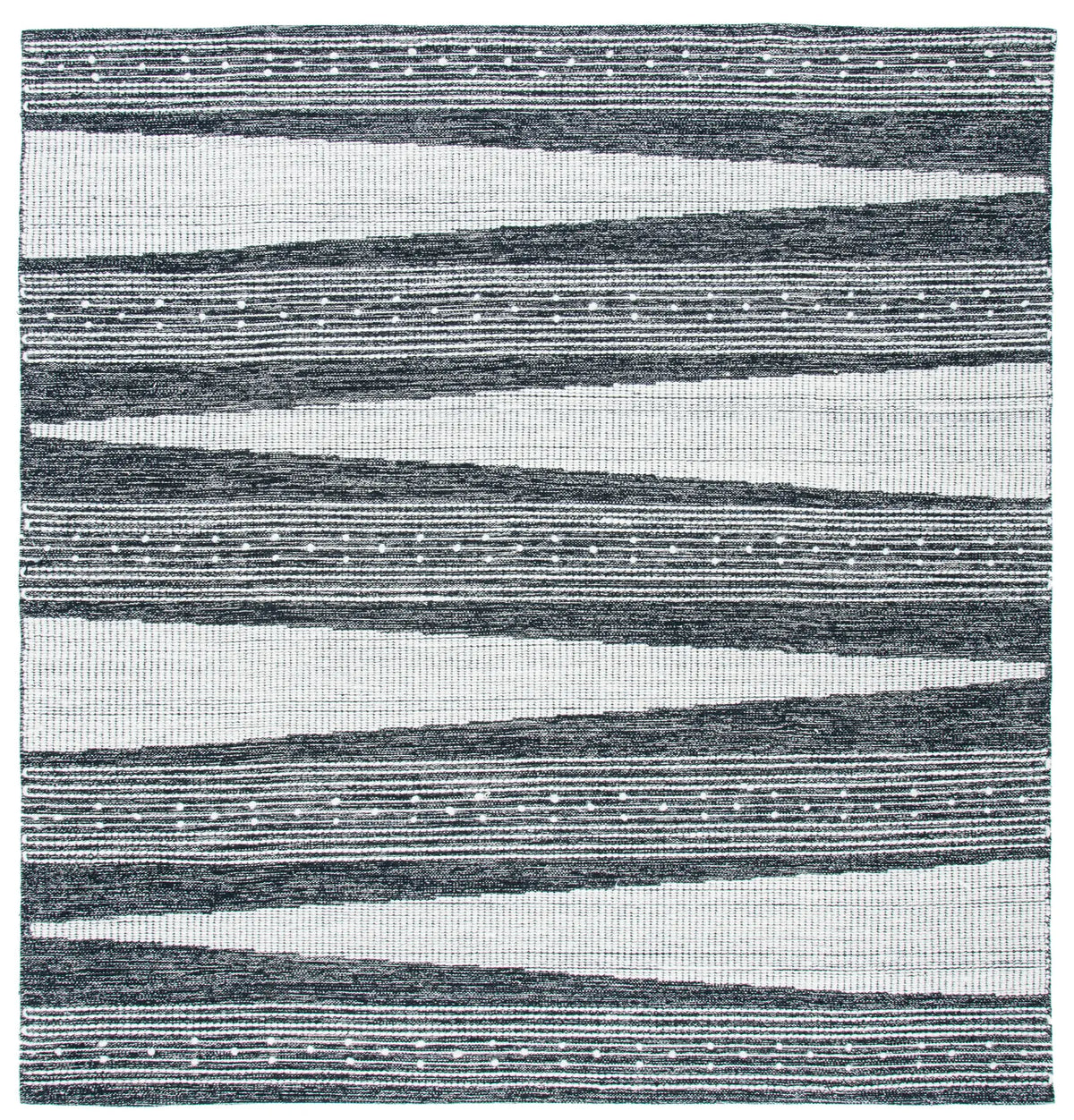 Safavieh Striped Kilim 7'-0" x 7'-0" Rug in Black / Ivory