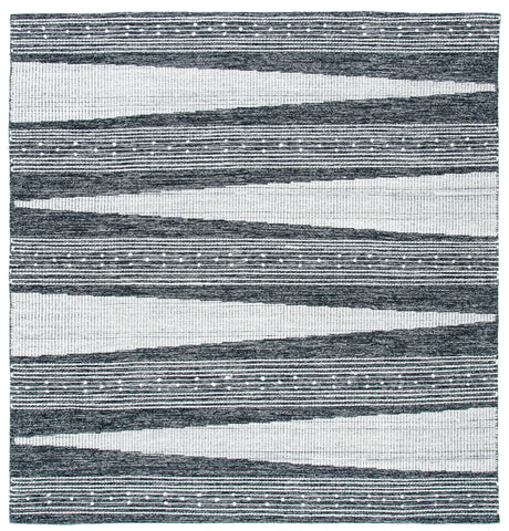 Safavieh Striped Kilim 7'-0" x 7'-0" Rug in Black / Ivory