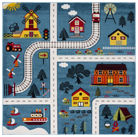 Safavieh Carousel Kids 100 6'-7" x 6'-7" Rug in Blue / Beige