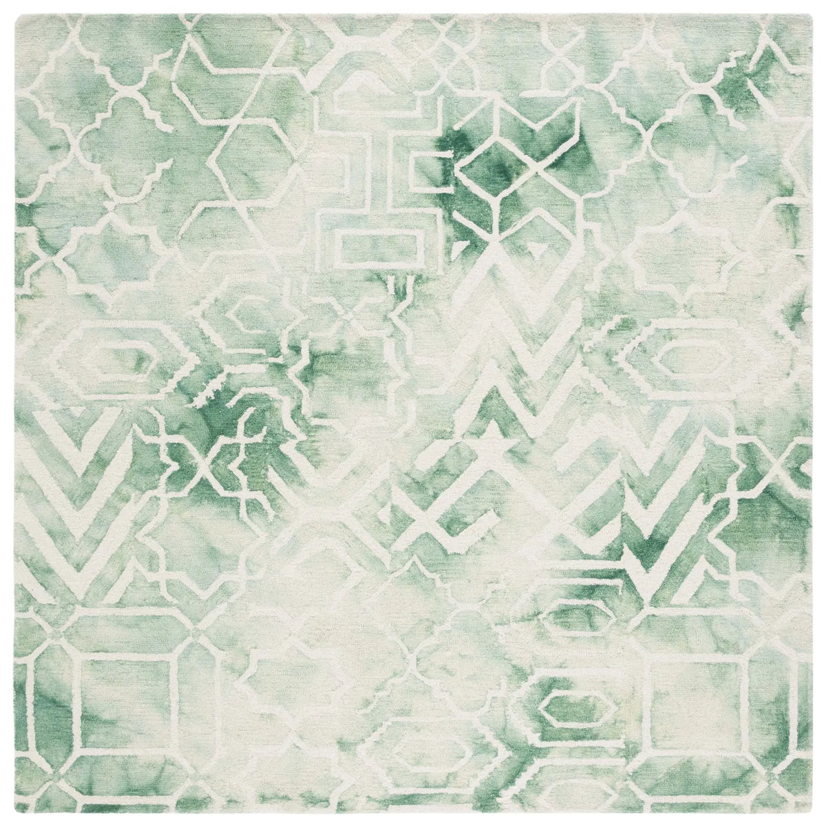 Safavieh Dip Dye 7'-0" x 7'-0" Rug in Green / Ivory