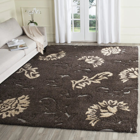 Safavieh Florida Shag 6'-0" x 9'-0" Rug in Dark Brown / Smoke