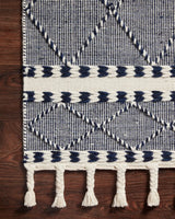 Loloi Sawyer Saw-02 Navy Rugs - corner on wood