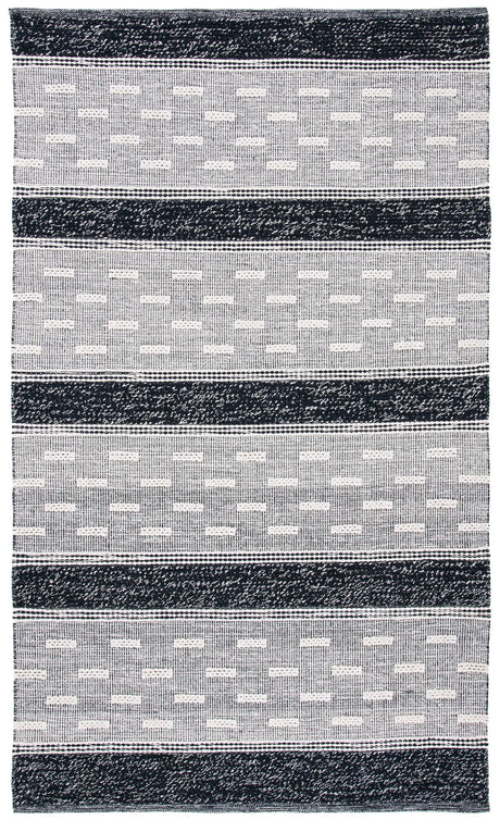 Safavieh Striped Kilim 4'-0" x 6'-0" Rug in Black / Ivory