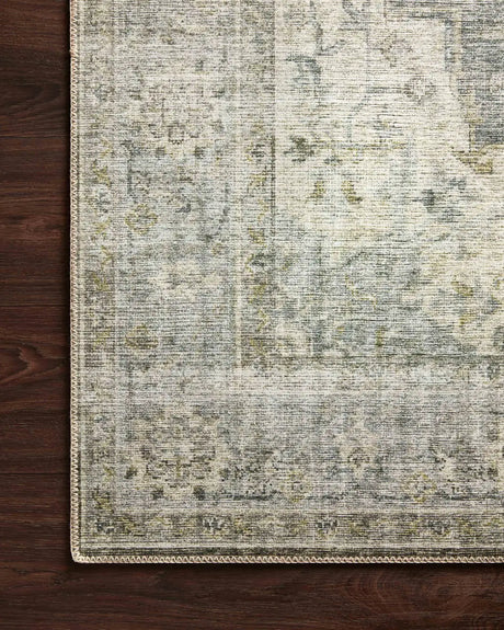 Loloi Skye Sky-12 Charcoal/Dove Rugs - corner on wood