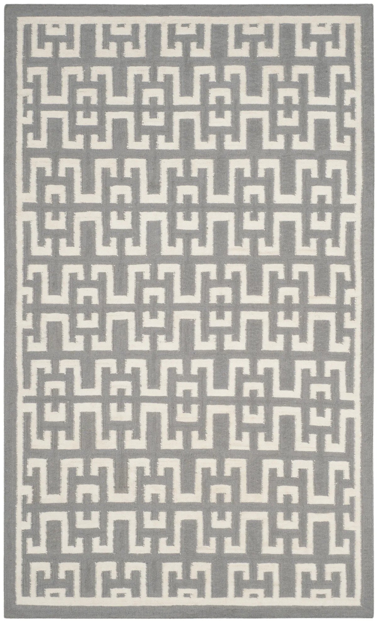 Safavieh Dhurries 4'-0" x 6'-0" Rug in Soft Grey / Ivory