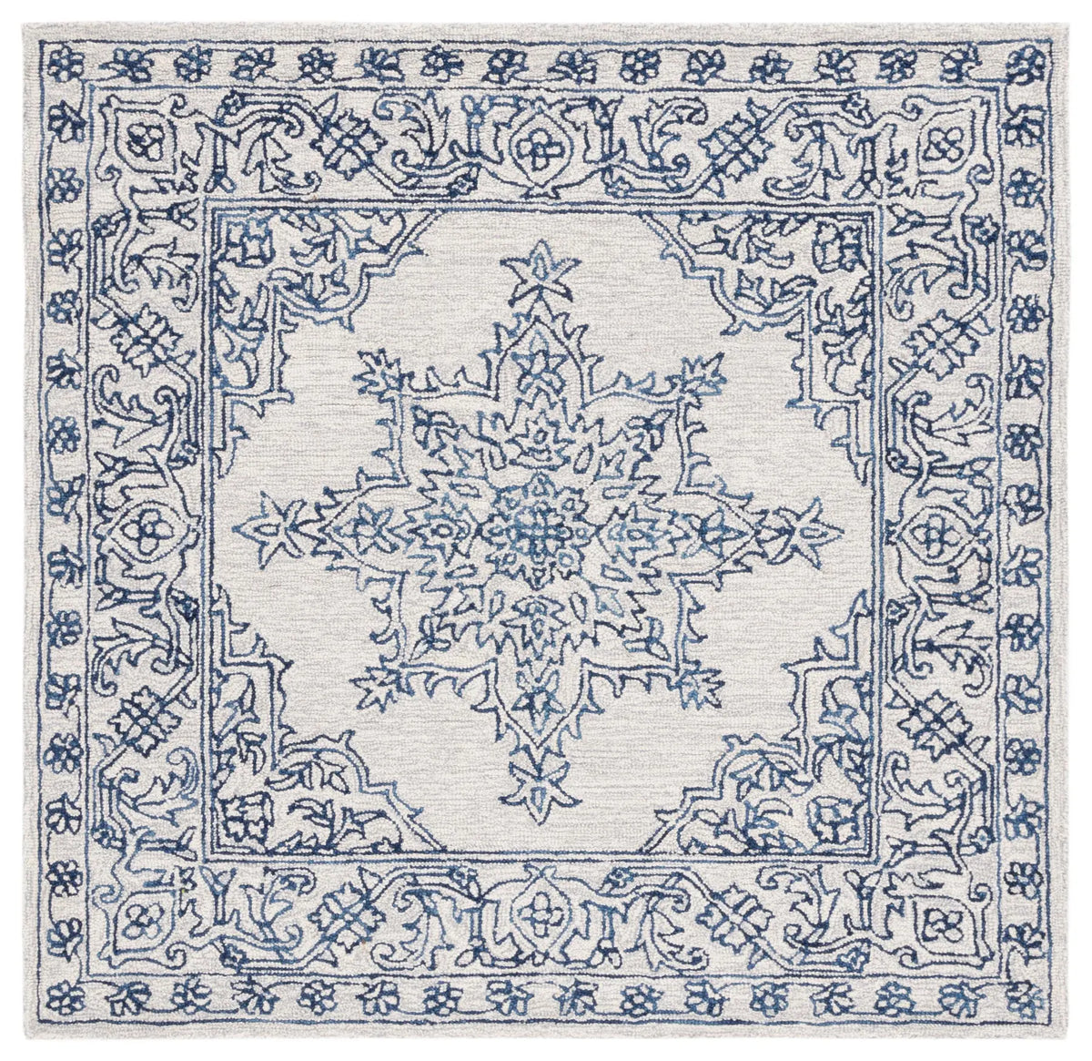 Safavieh Micro-Loop 5'-0" x 5'-0" Rug in Ivory / Blue