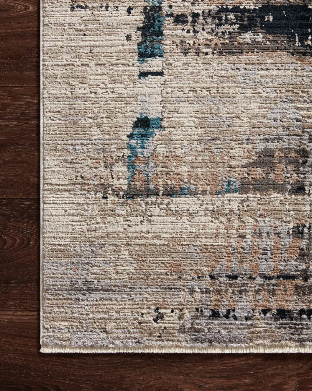 Loloi Leigh Lei-01 Granite/Slate Rugs - corner on wood