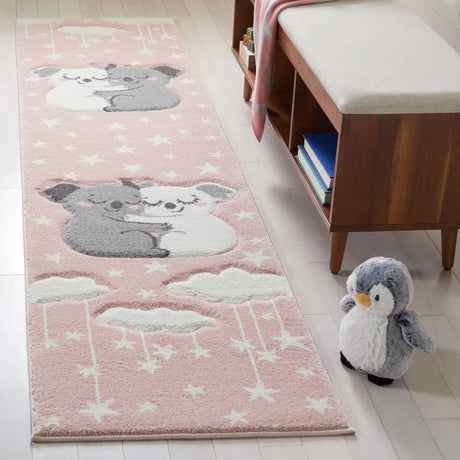 Safavieh Carousel Kids 100 2'-0" x 8'-0" Rug in Pink / White