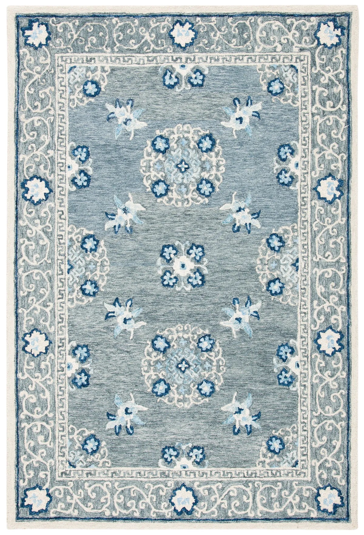 Safavieh Suzani 4'-0" x 6'-0" Rug in Grey / Ivory