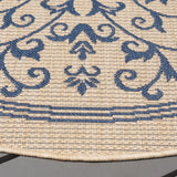 Safavieh Courtyard 5'-3" x 5'-3" Rug in Natural / Blue