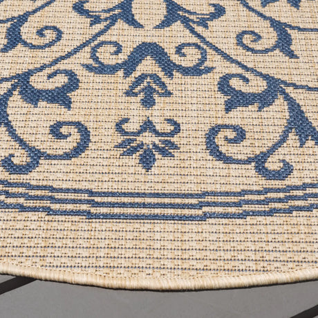 Safavieh Courtyard 5'-3" x 5'-3" Rug in Natural / Blue