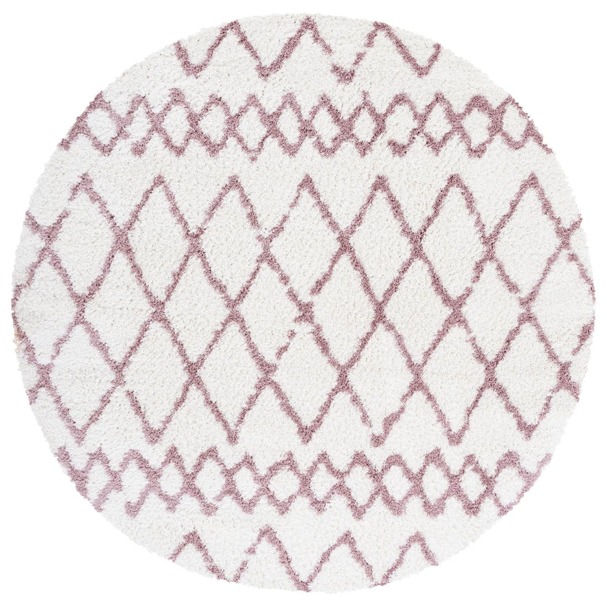 Safavieh Berber Shag 6'-7" x 6'-7" Rug in Ivory / Light Rose
