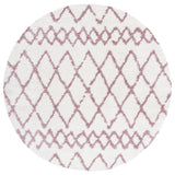 Safavieh Berber Shag 6'-7" x 6'-7" Rug in Ivory / Light Rose