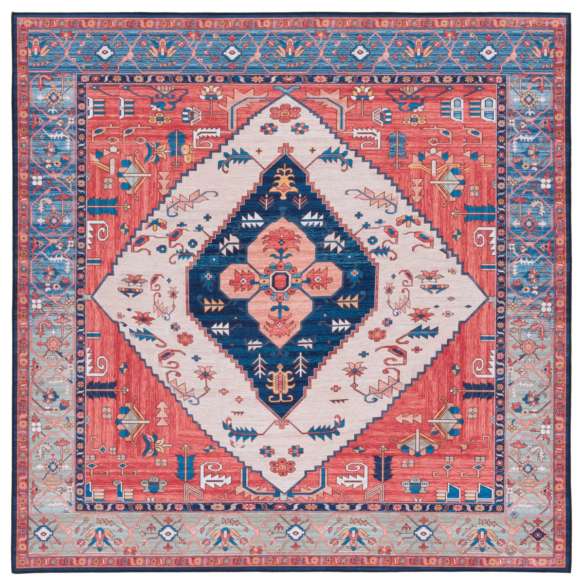 Safavieh Tucson 6'-0" x 6'-0" Rug in Rust / Blue