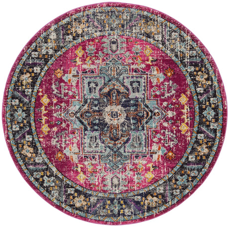 Safavieh Monaco 6'-7" x 6'-7" Rug in Fuchsia / Grey