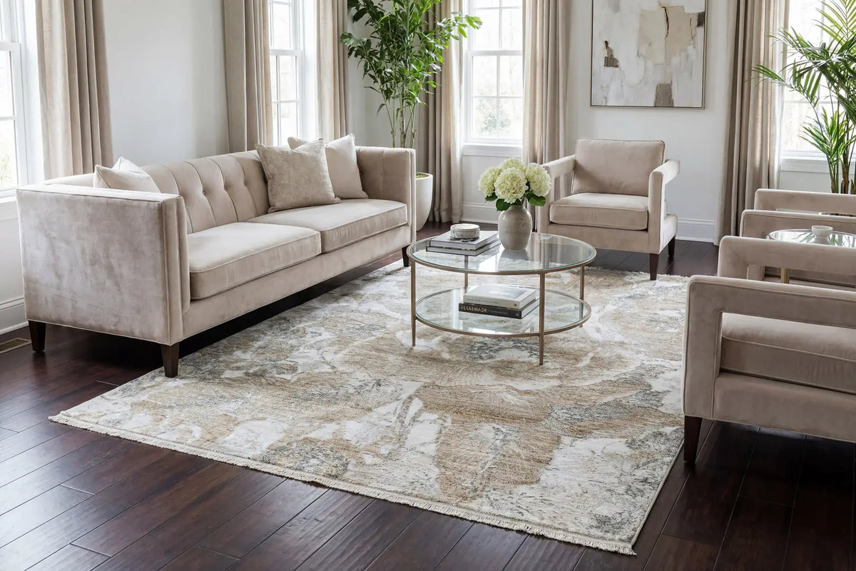 Dynamic Rugs Denali 11631 Power Loomed Transitional Cream/Beige/Grey Rug - Room