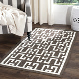 Safavieh Dhurries 3'-0" x 5'-0" Rug in Chocolate / Ivory