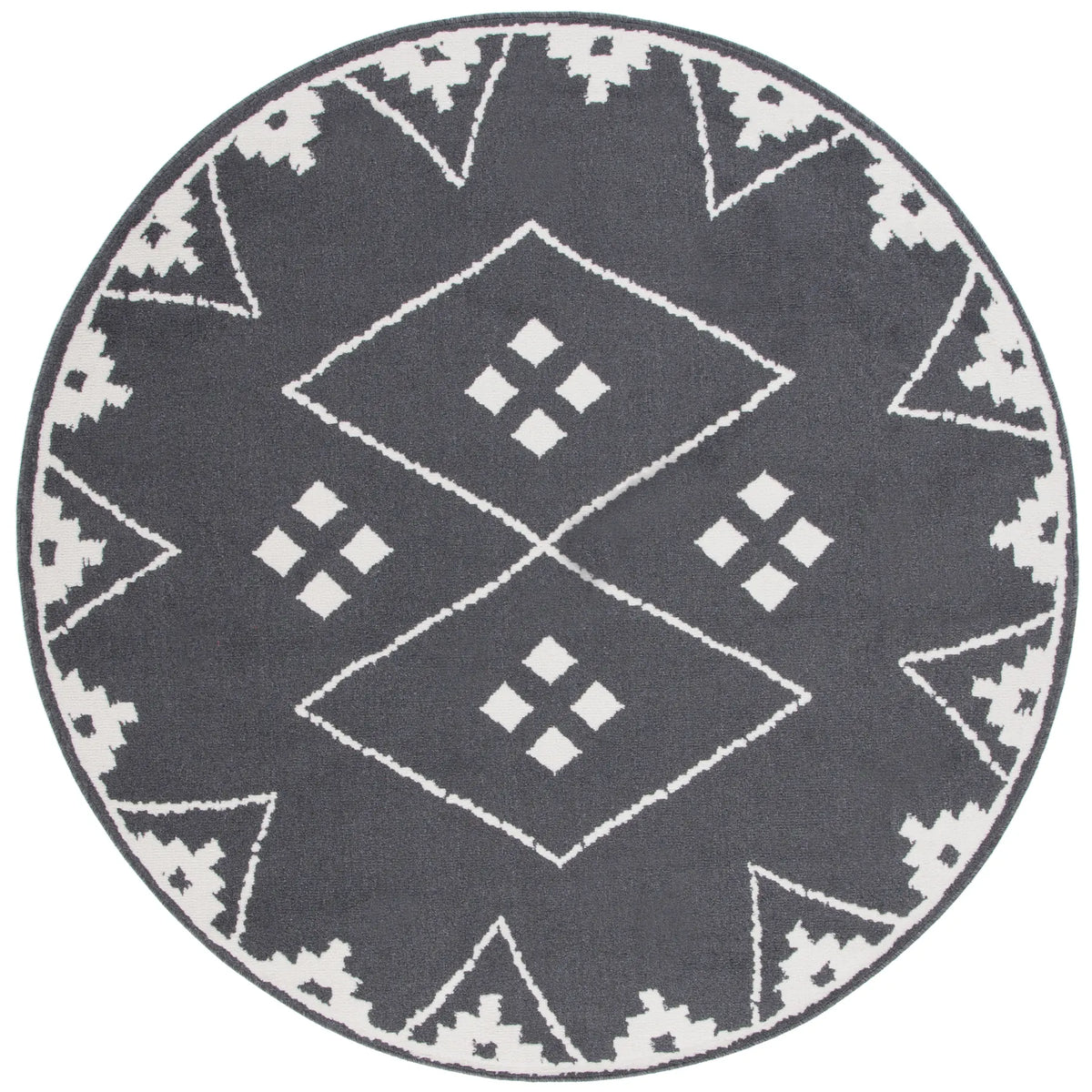 Safavieh Pyramid 6'-7" x 6'-7" Rug in Charcoal / Ivory