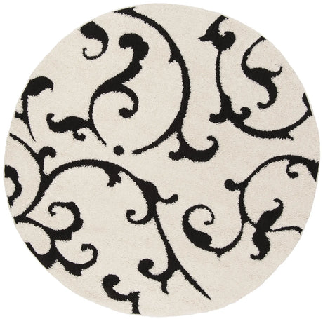 Safavieh Florida Shag 6'-7" x 6'-7" Rug in Ivory / Black