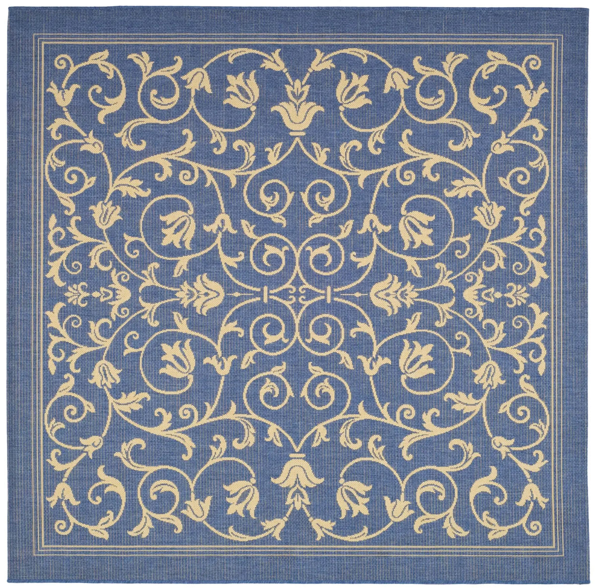 Safavieh Courtyard 6'-7" x 6'-7" Rug in Blue / Natural