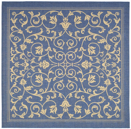 Safavieh Courtyard 6'-7" x 6'-7" Rug in Blue / Natural