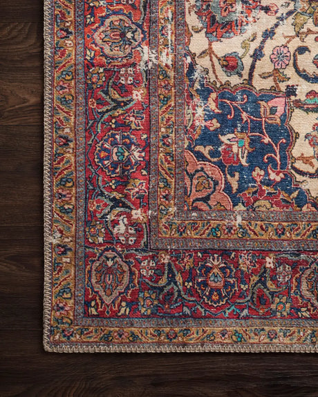 Loloi Loren Lq-11 Sand / Multi Rugs - corner on wood