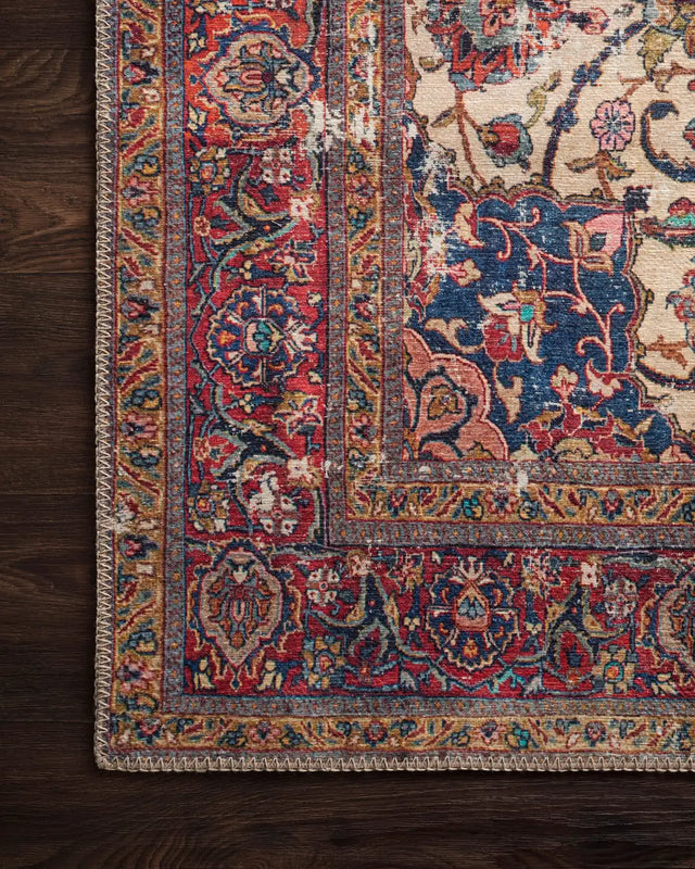 Loloi Loren Lq-11 Sand / Multi Rugs - corner on wood