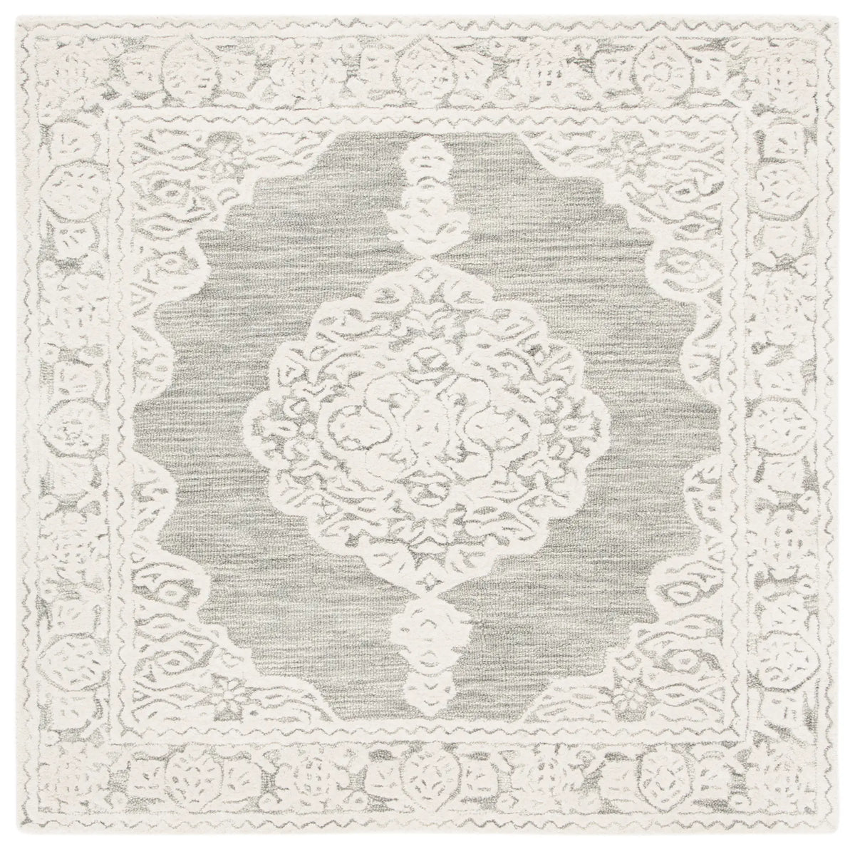 Safavieh Micro-Loop 5'-0" x 5'-0" Rug in Grey / Ivory