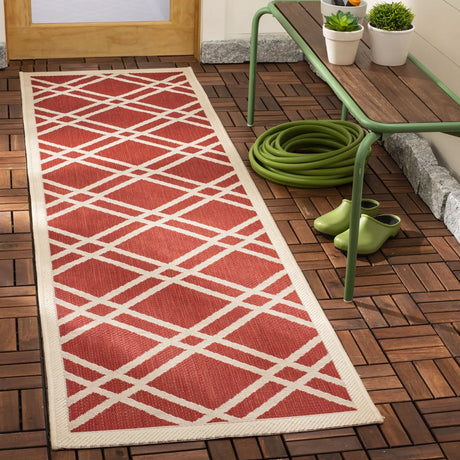 Safavieh Courtyard 2'-3" x 8'-0" Rug in Red / Bone