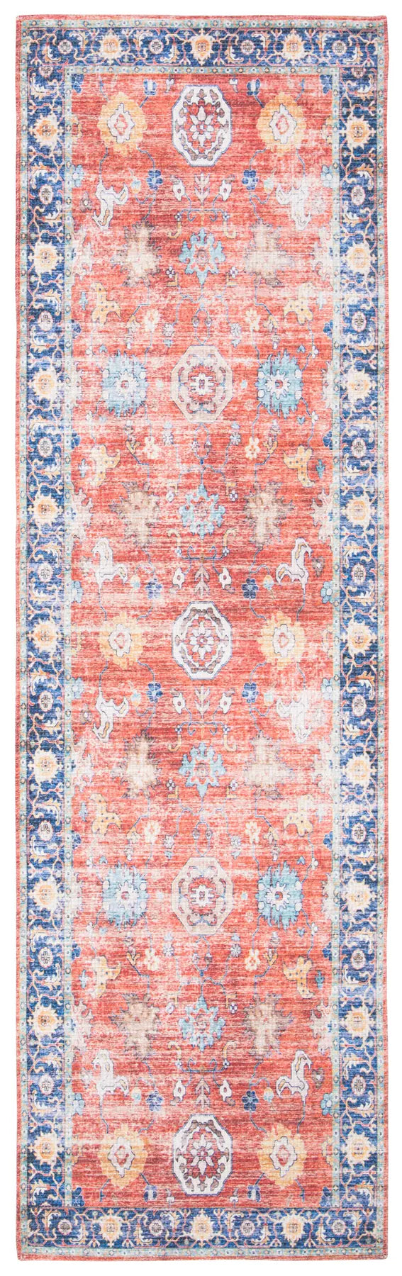 Safavieh Saffron 2'-3" x 8'-0" Rug in Rust / Navy