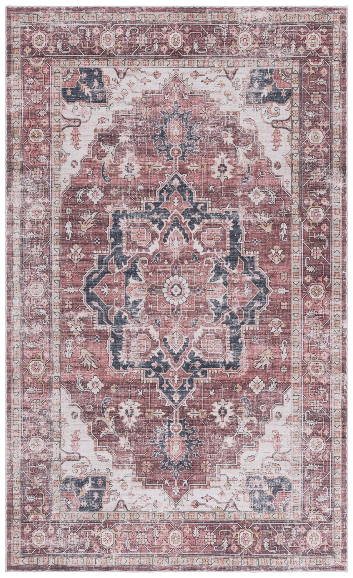 Safavieh Arizona 4'-0" x 6'-0" Rug in Dark Red / Beige