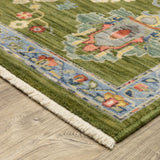 Oriental Weavers Sphinx LUCCA 2863E Green Floral Rugs - corner detail